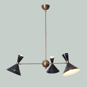 Handmade Brass Three Cone Shade Sputnik Ceiling Pendant Light Fixture Sputnik Chandelier