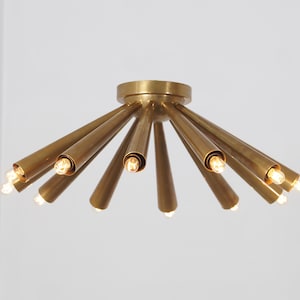 Raw Brass Flush Mount Sputnik Light Ceiling Fixture