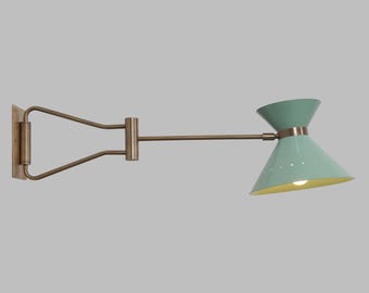 Handmade Single Light Articulated Brass Sconce Mid Century Style Brass Wall Lamp