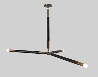 Handmade Three Arm Lights Sputnik Hanging Pendant Ceiling Leather Wrapped chandelier Lamp