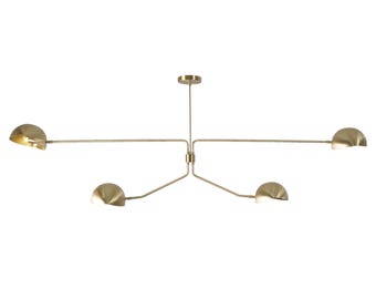 Four Arms Brass Sputnik Ceiling Pendant Light Chandelier Mid Century Ceiling Lamp