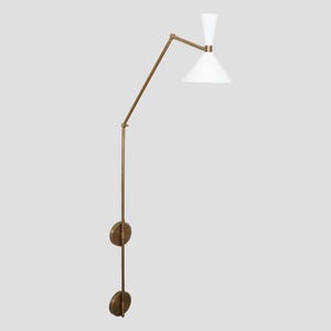 Handmade Large Single Shade Articulated Brass Sconce Mid Century Style Brass Wall Lamp