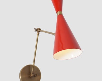 Handgefertigte Gelenk Messing Wandleuchte - Stilnovo Stil Nachttisch Licht