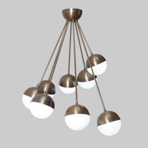 Eight Globe Handmade Brass Sputnik Cluster Ceiling Pendant Chandelier Fixture