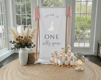 One Silly Goose Baby Shower Welcome Sign, Custom Baby Shower Sign, Fabric Baby Shower Sign, Hello Baby Sign, Baby Shower Decorations, Linen