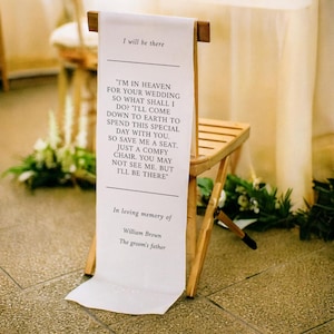 Reserved Wedding Memorial Chair Sign, Personalized Fabric Sign, Wedding Chair Banner In Memory Of Loved Ones, Custom Memorial Wedding Sign