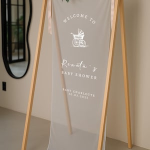Babyshowerversieringen, welkomstbord voor babyshower, gepersonaliseerd stoffen babyshowerbord, bord babyshower, aangepast babyshowerdecor,