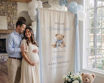 We Can Bearly Wait Baby Shower Banner, Teddy Bear Baby Shower Welcome Sign, Fabric Baby Shower Sign, Baby Shower Decorations, Little Bear