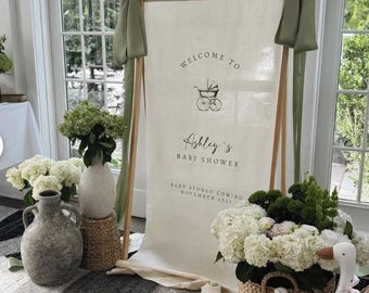 Custom Baby Shower Sign, Fabric Baby Shower Sign, Hello Baby Sign, Baby Shower Decorations, Baby Shower Welcome Sign, Oh Baby Welcome Sign