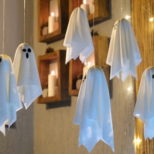 Halloween Decor, Hanging Ghost, Ghost Garland, 3D Ghost Ornament Halloween Mantel Decor, Halloween Party, Home Decor, Garden Decor