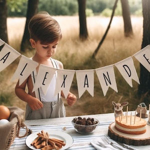 Happy Birthday Banner, Geburtstagsparty Dekoration, Stoffgirlande, Geburtstagsgirlande, Spezielle Name Banner, Spezielle Name Flagge, Benutzerdefinierte Wimpel