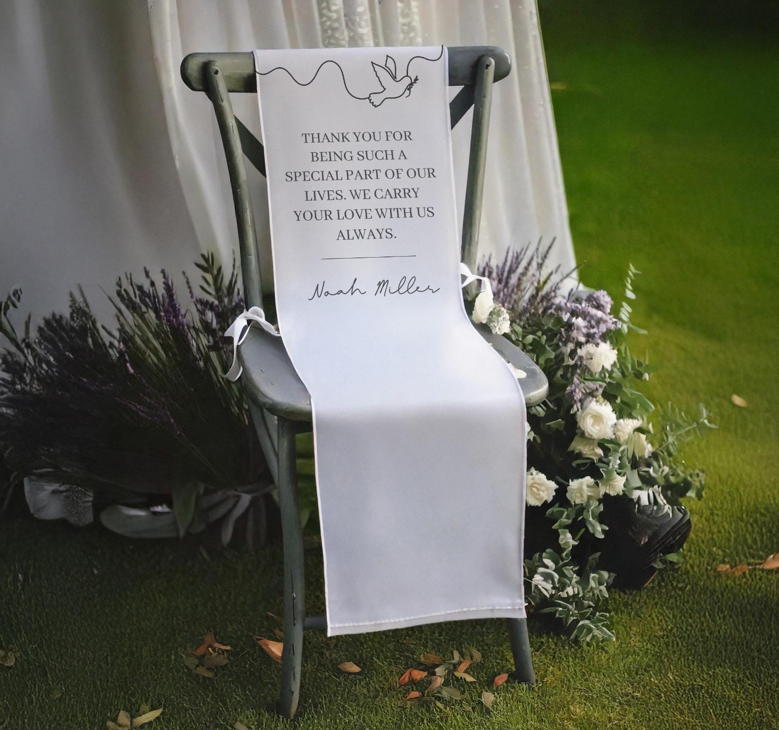 Personalized Loving Memory Wedding Family Memorial Sign, Custom Memorial Sign, Fabric Signage,  Fabric Wedding Chair Banner, RESERVED