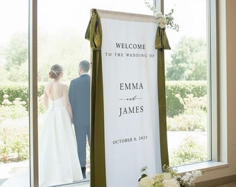 Fabric Wedding Welcome Sign, Personalised Wedding Welcome Sign, Fabric Sign, Custom Linen Wedding Signs, Boho Wedding, Wedding Welcome Signs