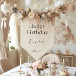 Bandeirola de Feliz Aniversário, Decoração de Festa para Aniversários Infantis, Decoração de Aniversário, Faixa de Parede com Nome Personalizado, Faixa de Chá de Bebê