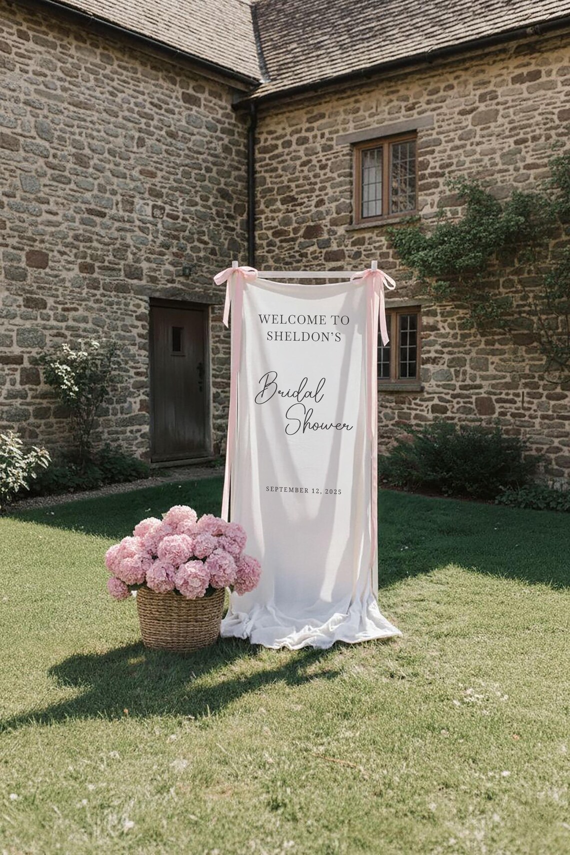 Custom Linen Fabric Sign for Bridal Shower, Minimalist Wedding Welcome ...