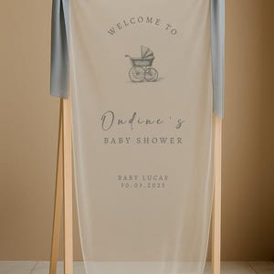 Aangepast bord babyshower, stoffen babyshowerbord, bord Hallo baby, babyshowerversieringen, welkomstbord babyshower, oh baby welkomstbord