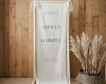 Fabric Wedding Welcome Sign, Personalised Wedding Welcome Sign, Fabric Sign, Custom Linen Wedding Signs, Boho Wedding, Wedding Welcome Signs