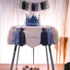 Birthday Party Package, Boys Blue High Chair Banner, Birthday Crowns, 1st Birthday Decor, Baby Pastel Photo Prop, Baby Shower