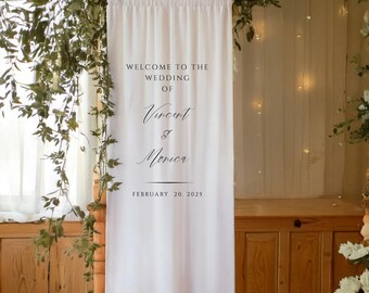 Weselny materiałowy znak powitalny, niestandardowy znak ślubny, znak powitalny na ślub, spersonalizowany materiałowy znak ślubny, niestandardowy wystrój wydarzenia