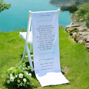 Reserved Wedding Memorial Chair Sign, Personalized Fabric Sign, Wedding Chair Banner In Memory Of Loved Ones, Custom Memorial Wedding Sign