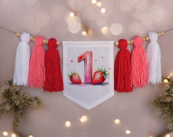Fiesta de cumpleaños de fresa, Banner de trona dulce de bayas, Decoración de una fiesta de fresa, Fiesta de 1.er cumpleaños, Decoración de fresa, Dulce
