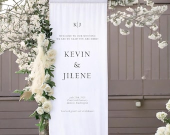 Modern Wedding Welcome Sign, Fabric Sign, Wedding Fabric Welcome Sign, Custom Linen Wedding Signs, Boho Wedding, Wedding Welcome Signs