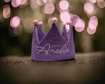 Corona per il 1° compleanno con pompon, mini cappello da festa, primo compleanno della ragazza, cappello da festa di compleanno, corona di compleanno per bambini, accessori per feste per bambini