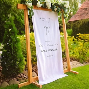 Cartello in tessuto per baby shower, cartello di benvenuto per baby shower, cartello personalizzato per baby shower, cartello &quot;Ciao bambino&quot;, decorazioni per baby shower, cartello di benvenuto &quot;Oh Baby&quot;