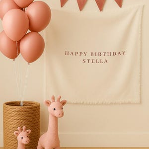 Custom Birthday Banner, Personalised Birthday Name Flag, Birthday Banner, Fabric Sign, Fabric Birtday Sign, Birthday Boho Wall Art, Linen