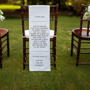 Reserved Wedding Memorial Chair Sign, Personalized Fabric Sign, Wedding Chair Banner In Memory Of Loved Ones, Custom Memorial Wedding Sign