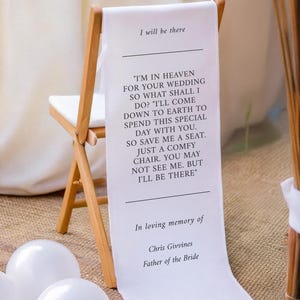 Custom Reserved Seat Wedding Chair Signage, in Loving Memory Fabric ...