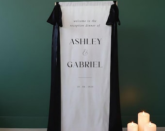 Fabric Wedding Welcome Sign Modern Wedding Welcome Sign Fabric Linen Custom Wedding ceremony Boho Wedding Welcome Sign Ceremony Sign