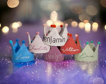 Hand Embroidered Crown for Children Birthdays, Birthday Crowns, Personalised Souvenir for First Birthday and Special Occasions, Party Hat
