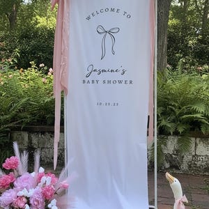 Cartello di benvenuto per baby shower con fiocco, cartello personalizzato per baby shower, cartello in tessuto per baby shower, cartello &quot;Ciao bambino&quot;, decorazioni per baby shower, &quot;Oh baby&quot;,