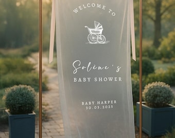 Personalized Fabric Baby Shower Sign, Custom Baby Shower Sign, Welcome Sign for Baby Shower, Custom Baby Shower Decor, Baby in Bloom Sign,