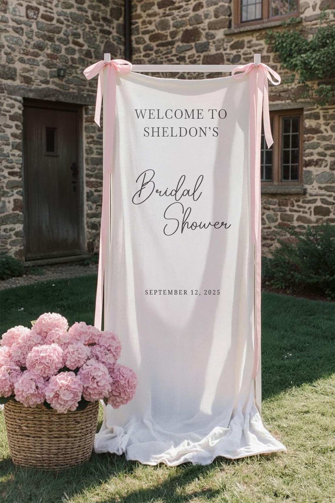 Custom Linen Fabric Sign for Bridal Shower, Minimalist Wedding Welcome ...