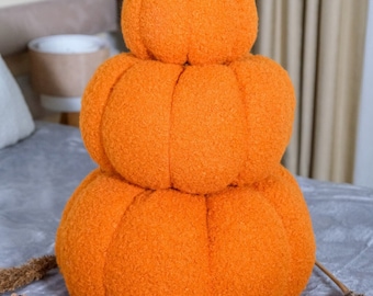 Tedy Pumpkin Pillow, Orange Halloween Pumpkin Pillow, Halloween Gift, Natural Pumpkin Pillow, Autumn Decor, Halloween  Decorative Pillow