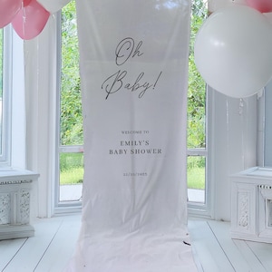 Cartello in tessuto per baby shower, cartello personalizzato per baby shower, cartello Hello Baby, decorazioni per baby shower, cartello di benvenuto per baby shower, cartello di benvenuto Oh Baby