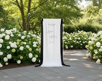 Modern Wedding Welcome Sign, Fabric Sign, Fabric Welcome Sign, Custom Linen Sign, Boho Wedding, Wedding Welcome Signs, Engagement Party