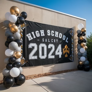 Custom Graduation Party Backdrop, Luxury Personalized School Colors Banner, High School Graduation, College Graduate, Graduation Decorations