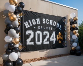 Custom Graduation Party Backdrop, Luxury Personalized School Colors Banner, High School Graduation, College Graduate, Graduation Decorations