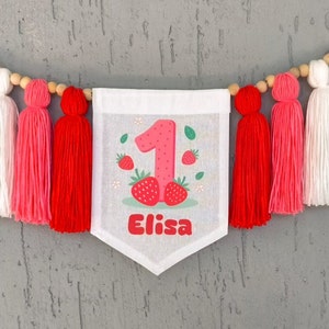 Strawberry High Chair Banner, One Banner Decoration, Berry First Birthday Banner, Strawberry Theme, Strawberry Party Decoration, Sweet One