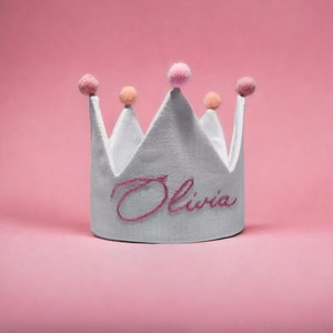 Corona ricamata a mano per compleanni dei bambini, corone di compleanno, souvenir personalizzato per il primo compleanno e occasioni speciali, cappello da festa