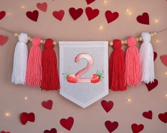 Strawberry High Chair Banner, One Banner Decoration, Berry First Birthday Banner, Strawberry Theme, Strawberry Party Decoration, Sweet One