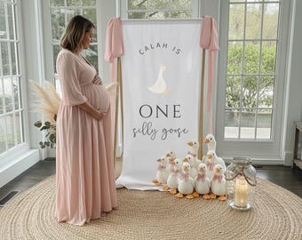 Silly Goose Baby Shower Welcome Sign, Custom Baby Shower Sign, Fabric Baby Shower Sign, Hello Baby Sign, Baby Shower Decorations, Linen