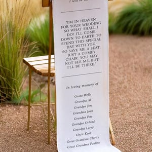 Custom Reserved Seat Wedding Chair Signage, in Loving Memory Fabric ...