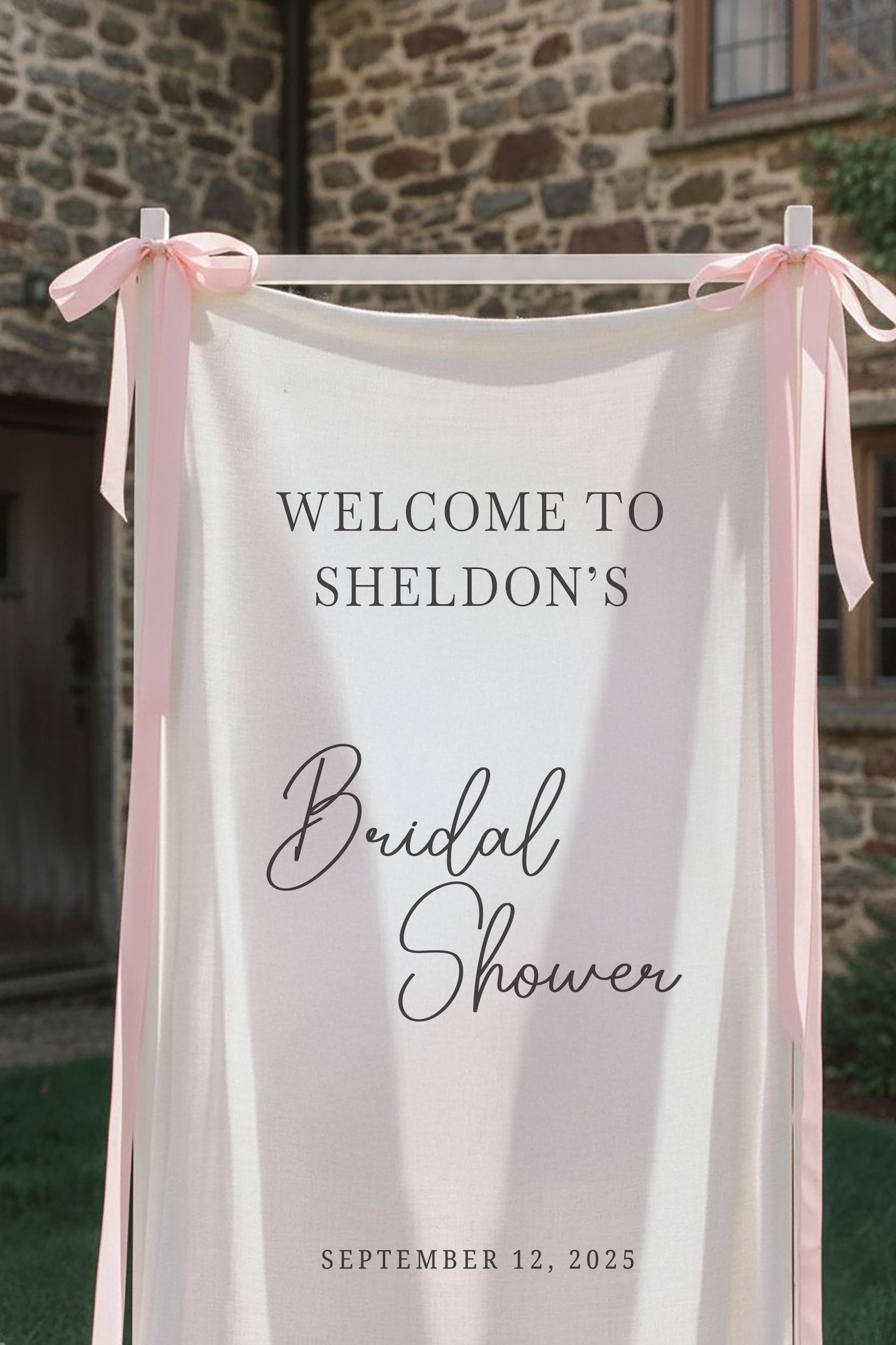 Custom Linen Fabric Sign for Bridal Shower, Minimalist Wedding Welcome ...