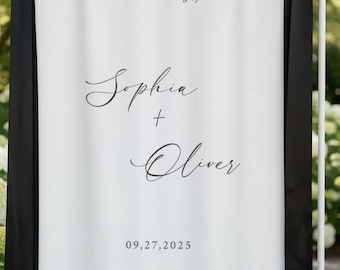 Custom Wedding Fabric Sign, Linen Wedding Welcome Sign, Modern Outdoor Wedding Banner, Personalized Wedding Decoration,Engagement Party Sign