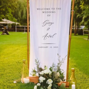 Modern Wedding Welcome Sign, Fabric Sign, Wedding Fabric Welcome Sign, Custom Linen Wedding Signs, Boho Wedding, Wedding Welcome Signs