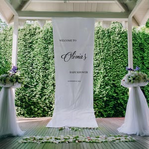 Hallo baby stoffen banner, elegante babyshower banner, welkom baby bord, stoffen babyshower decoratie, decor babyshower evenement, Oh Baby